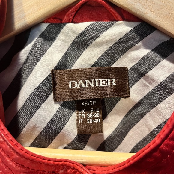 Red Leather Moto Style Jacket by Danier - Picture 4 of 9